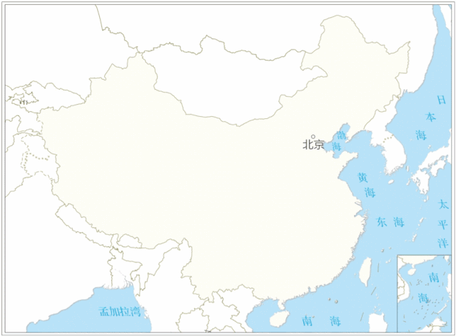 中国地图简图黑白图片